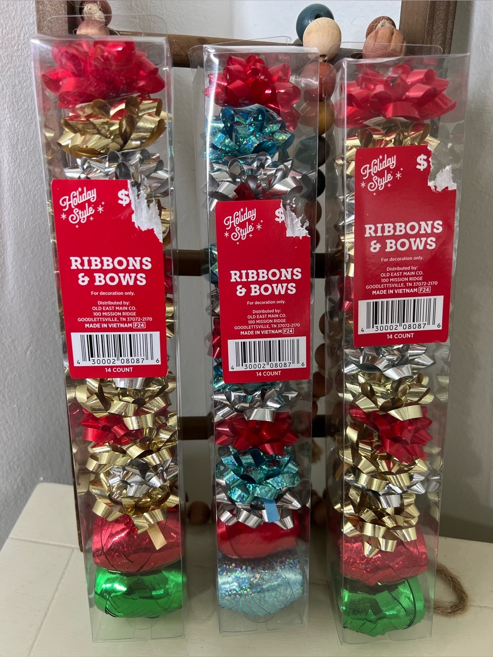 Brand New-Holiday Style-Set of 3 Ribbons & Bows
